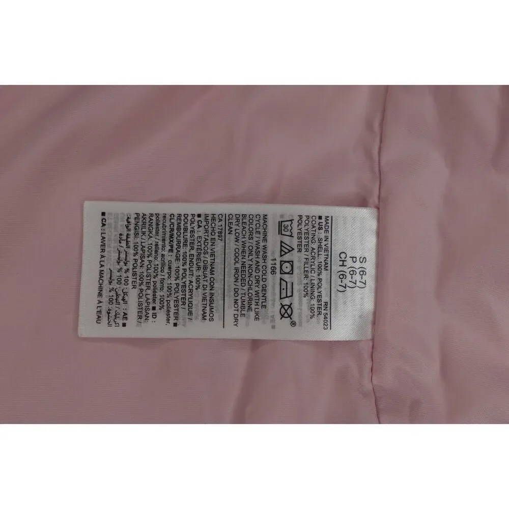 Old Navy Girls Active Puffer Vest Youth S 6-7 Pink Lightweight Full Zip